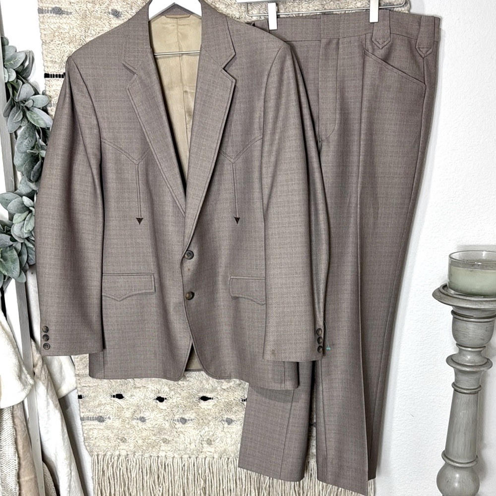 Circle S Men’s Donegal Brown Lambswool Western suit set size 42R / 36R